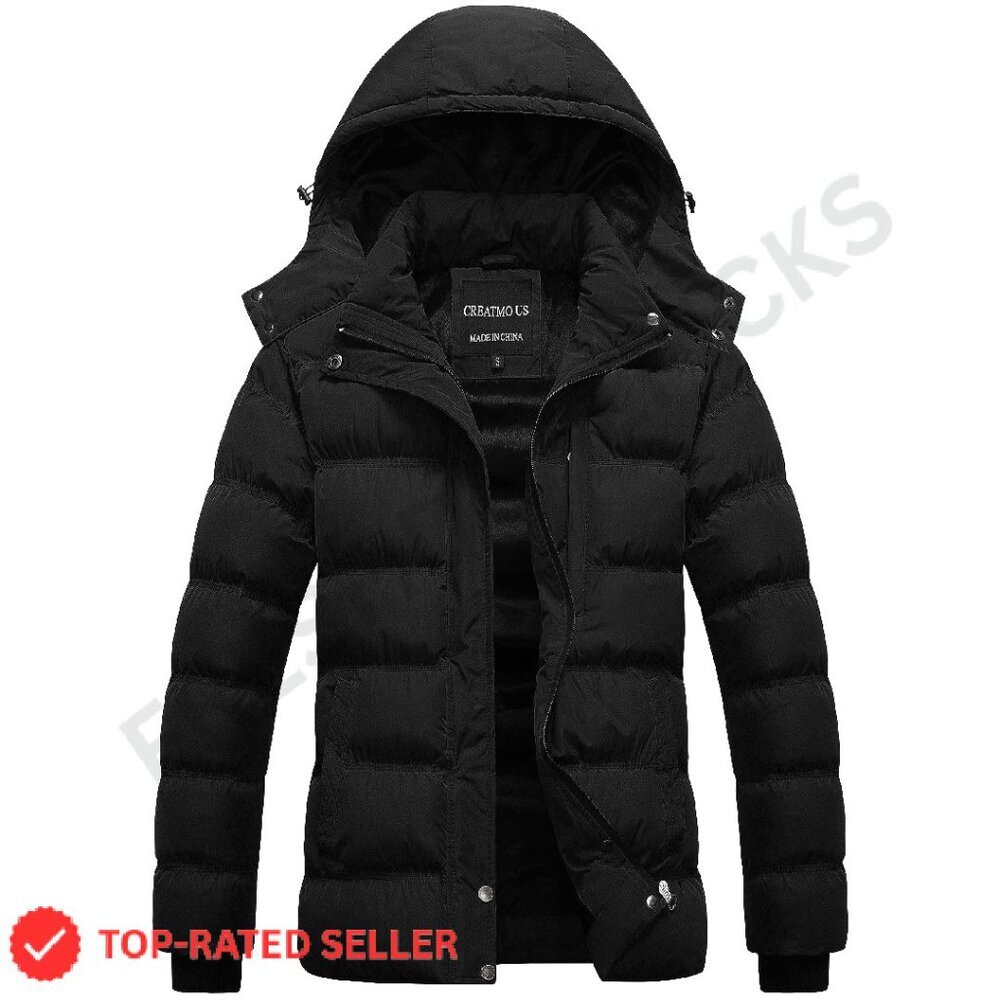 Waterproof Puffer Ski Jacket Detachable Hood Warm Winter Coat Classic Chic